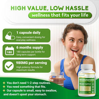 Premium Wormwood - 12-In-1 with Black Walnut, Olive Leaf, Pumpkin Seed, Turmeric - Max Absorption - 180 Capsules - Non-Gmo, Gluten-Free, Lab Tested