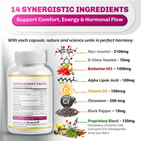 Ultra Inositol 2580Mg - 14-In-1 with Berberine, Alpha Lipoic Acid, Chasteberry, DIM - Max Absorption - Made in USA - 180 Capsules - Non-Gmo, Gluten-Free, Lab Tested