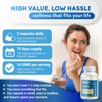Ultra NAD+ 1610Mg - 13-In-1 Formula with Resveratrol, Coq10, Shilajit - Max Absorption - Made in USA - 150 Capsules - Non-Gmo, Gluten-Free, Lab Tested