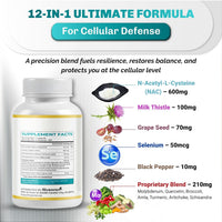 Ultra NAC - 12-In-1 with Milk Thistle, Grape Seed, Quercetin, Turmeric – Max Absorption - Non-Gmo, Gluten-Free, Lab Tested - Made in USA (180 Count (Pack of 1))