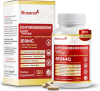 Dihydroberberine - Super Berberine - Patented Glucovantage 810Mg - 5X Absorption - with Resveratrol Cinnamon Grape Seed Extract- Support Metabolism, Digestion - Made in the USA