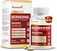 Ultra Berberine 1840 Mg - 12-In-1 with Cinnamon, Turmeric, Coq10, ALA, Gymnema, Bitter Melon - Max Absorption - 180 Capsules - Non-Gmo, Gluten-Free, Lab Tested