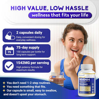 Ultra NMNH 1542Mg - 12-In-1 with Resveratrol, Coq10, Quercetin, Rhodiola - Max Absorption - 150 Capsules - Made in USA - Non-Gmo, Gluten-Free, Lab Tested
