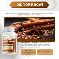 Ultra Ceylon Cinnamon - 13-In-1 with Berberine, Apple Cider Vinegar, Turmeric, Bitter Melon - Max Absorption - Made in USA - 180 Capsules - Non-Gmo, Gluten-Free, Lab Tested