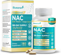 Ultra NAC - 12-In-1 with Milk Thistle, Grape Seed, Quercetin, Turmeric – Max Absorption - Non-Gmo, Gluten-Free, Lab Tested - Made in USA (180 Count (Pack of 1))