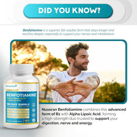 Ultra Benfotiamine - 13-In-1 with Alpha Lipoic Acid, Vitamin B12, Coq10, Rhodiola - Max Absorption -180 Capsules - Made in USA - Non-Gmo, Gluten-Free, Lab Tested