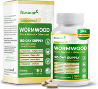 Premium Wormwood - 12-In-1 with Black Walnut, Olive Leaf, Pumpkin Seed, Turmeric - Max Absorption - 180 Capsules - Non-Gmo, Gluten-Free, Lab Tested