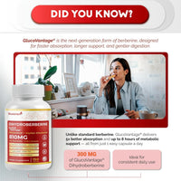 Dihydroberberine - Super Berberine - Patented Glucovantage 810Mg - 5X Absorption - with Resveratrol Cinnamon Grape Seed Extract- Support Metabolism, Digestion - Made in the USA
