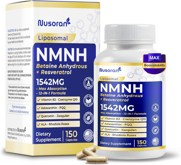 Ultra NMNH 1542Mg - 12-In-1 with Resveratrol, Coq10, Quercetin, Rhodiola - Max Absorption - 150 Capsules - Made in USA - Non-Gmo, Gluten-Free, Lab Tested