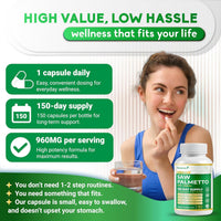 Ultra Saw Palmetto - 13-In-1 with DIM, Nettle, Pumpkin Seed, Collagen, Vitex - Max Absorption - Made in USA - 150 Capsules - Non-Gmo, Gluten-Free, Lab Tested